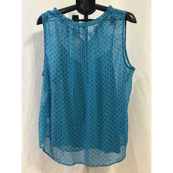 NWT Liz Claiborne Blue Polka Dot Henley Ruffle Tank Top Women's size XXL - Picture 2 of 5